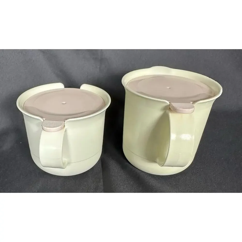 Tupperware Vintage Creamer 2309A & Sugar 23108 Pink Lids Ivory Base Set Vintage